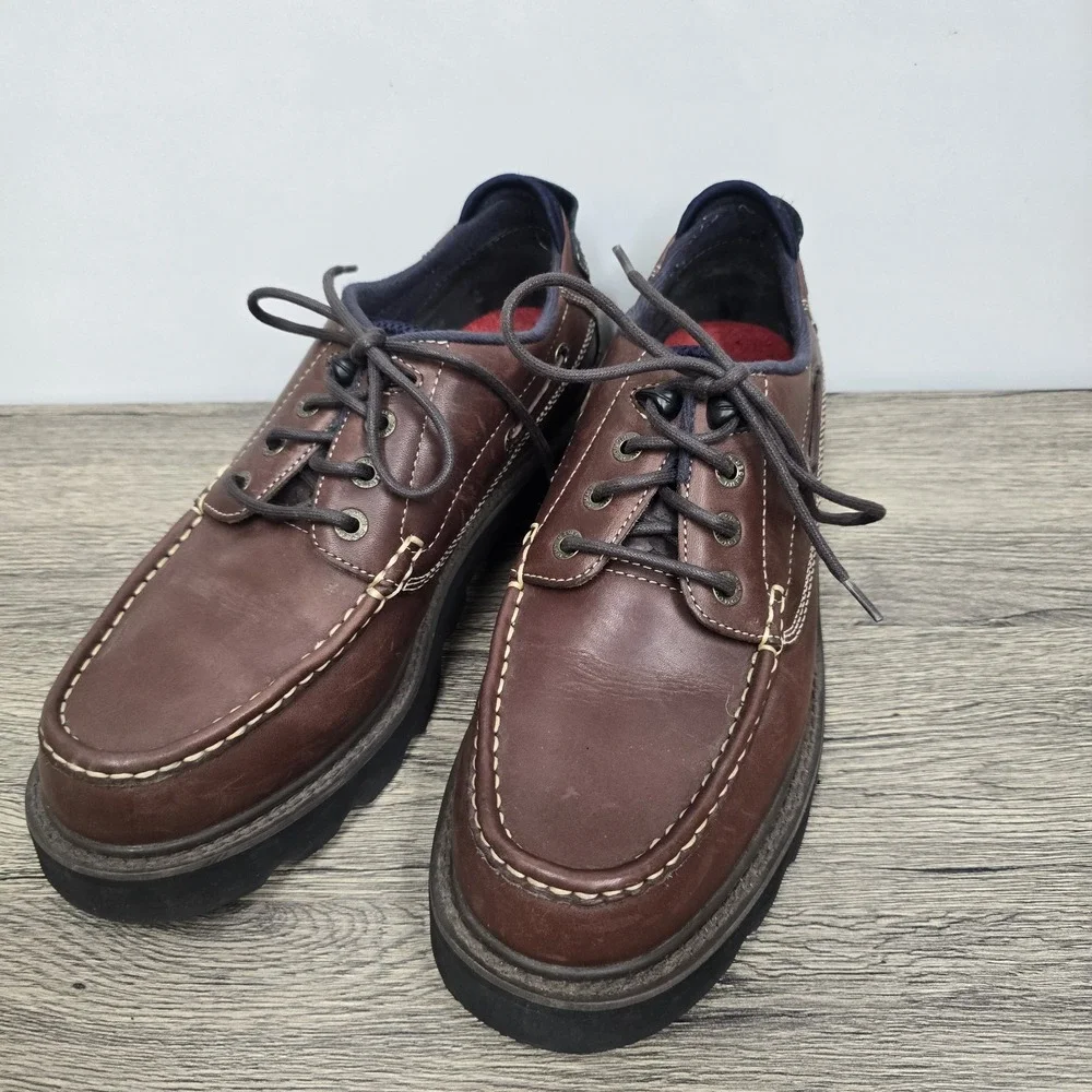 Tommy Hilfiger Brown Leather 90s Y2K Chunky‎ Shoes Mens Size 12 M